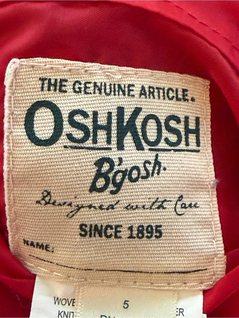 Oshkosh Red Kids' Zip-Front Jacket reversible Size 5